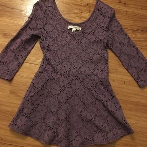 Decree 3/4 sleeve purple lace shirt